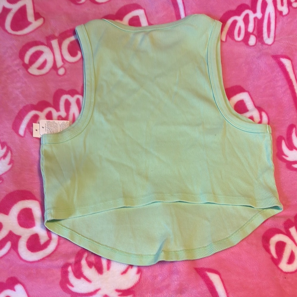 Green Ribbed Tank Top - Picture 3 of 3